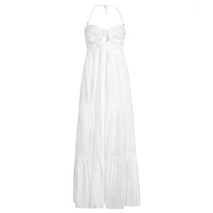 AURUM Halter Tiered Maxi Dress in White Size 6